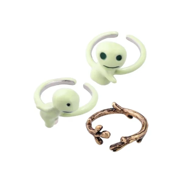 Clearance Bague 3 anneaux Kodama - Princesse Mononoké Bijoux