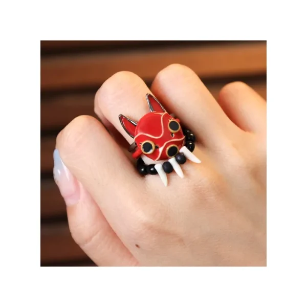 New Bague 3 anneaux Masque de San - Princesse Mononoké Bijoux