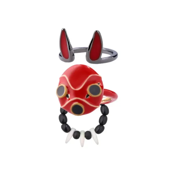 New Bague 3 anneaux Masque de San - Princesse Mononoké Bijoux