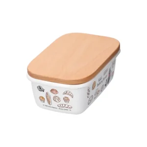 Store Beurrier émail avec couvercle bois Viennoiseries 500ml - Kiki la peti Cuisine Et Table