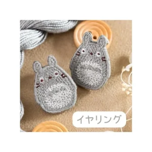 Best Bijou Boucle d’oreilles à Clips Broderie Totoro gris - Mon Voisin Tot Bijoux