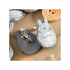 Best Bijou Boucle d’oreilles à Clips Broderie Totoro gris - Mon Voisin Tot Bijoux