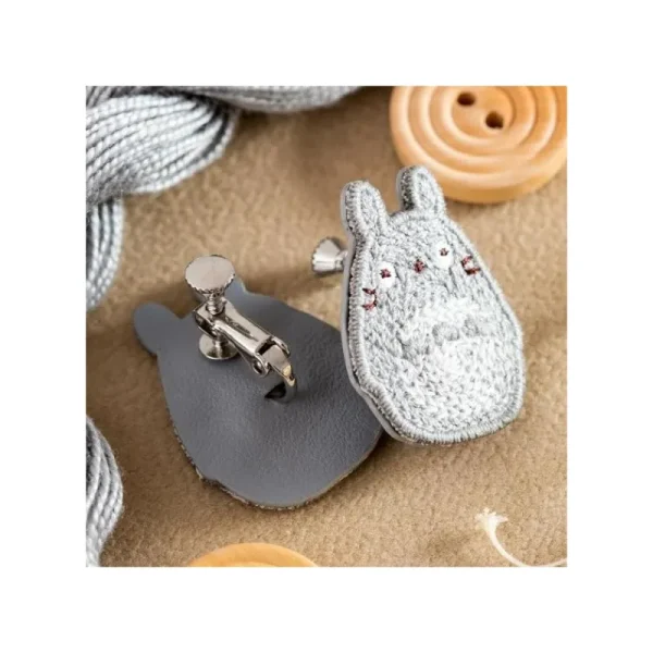Best Bijou Boucle d’oreilles à Clips Broderie Totoro gris - Mon Voisin Tot Bijoux
