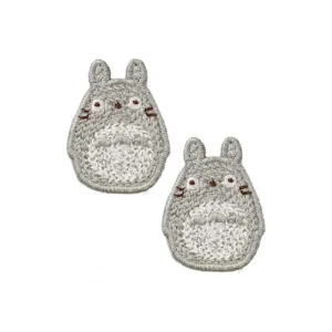 Best Bijou Boucle d’oreilles à Clips Broderie Totoro gris - Mon Voisin Tot Bijoux