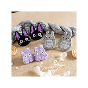 Best Bijou Boucle d’oreilles à Clips Broderie Totoro gris - Mon Voisin Tot Bijoux