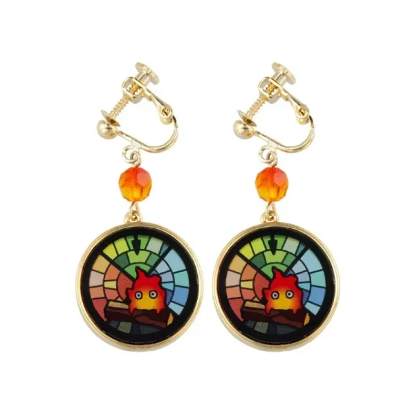 Shop Bijou Boucles d’oreilles à clips Calcifer Vitrail- Le Chateau Ambulan Bijoux