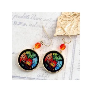 Best Sale Bijou Boucles d’oreilles Calcifer Vitrail- Le Château ambulant Bijoux
