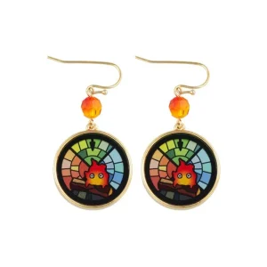 Best Sale Bijou Boucles d’oreilles Calcifer Vitrail- Le Château ambulant Bijoux