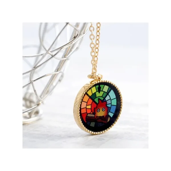 Cheap Bijou Pendentif Calcifer Vitrail- Le Château ambulant Bijoux
