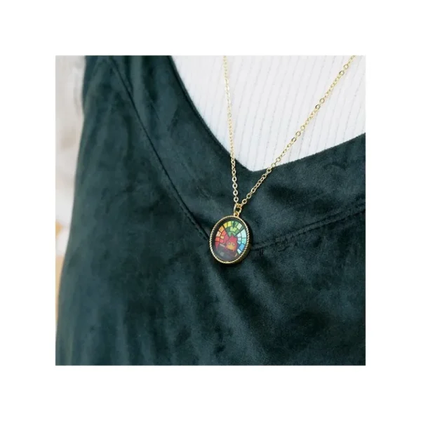 Cheap Bijou Pendentif Calcifer Vitrail- Le Château ambulant Bijoux