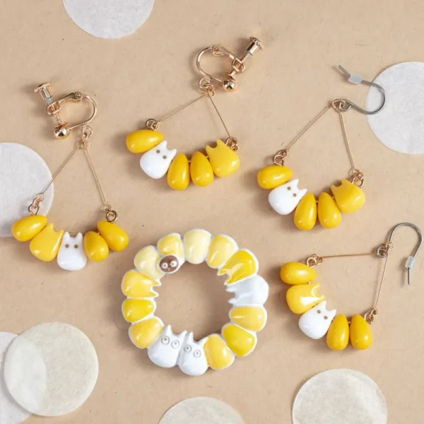 Best Boucles d’oreilles Totoro blanc & Maïs - Mon Voisin Totoro Bijoux