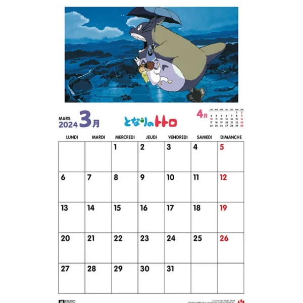 Fashion Calendrier Totoro 2024 - DE Agendas Et Calendriers