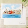 Sale Carte de vœux aquarelle 24 x 15,8 cm Hydravion - Porco Rosso Cartes Postales Et Papier À Lettres