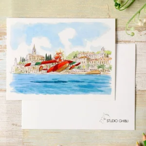 Sale Carte de vœux aquarelle 24 x 15,8 cm Hydravion - Porco Rosso Cartes Postales Et Papier À Lettres