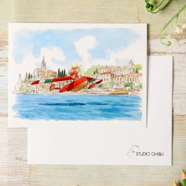 Sale Carte de vœux aquarelle 24 x 15,8 cm Hydravion - Porco Rosso Cartes Postales Et Papier À Lettres
