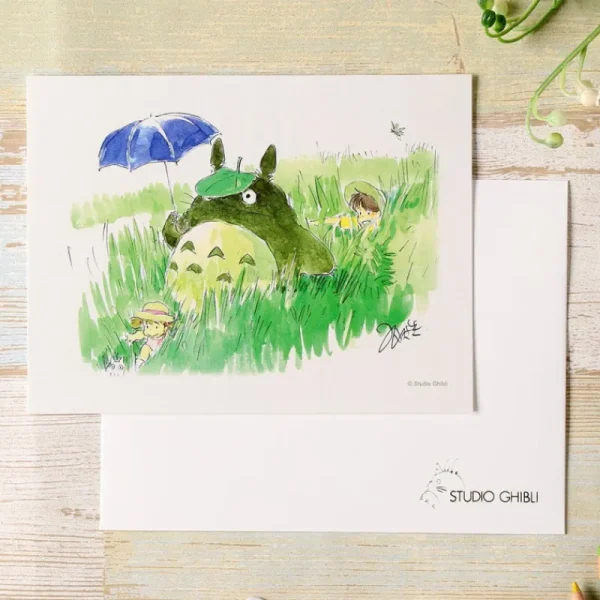 Sale Carte de vœux aquarelle 24 x 15,8 cm Mei & Totoro & Sakura - Mon Vois Cartes Postales Et Papier À Lettres