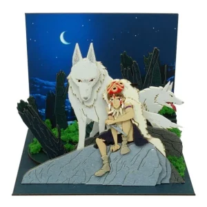 Hot Diorama papier San et Moro sur un rocher -Princesse Mononoké Loisirs Créatifs