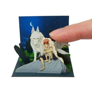 Hot Diorama papier San et Moro sur un rocher -Princesse Mononoké Loisirs Créatifs
