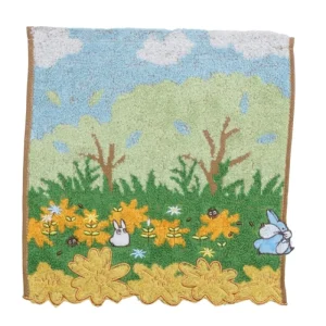 Best Sale Mini Serviette Course Totoro bleu & blanc 25x25 cm - Mon Voisin Totor Linge De Maison