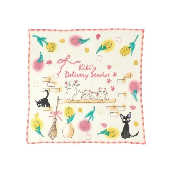 Hot Mini Serviette Famille des Chats 25 x 25 cm - Kiki la petite sorcière Linge De Maison