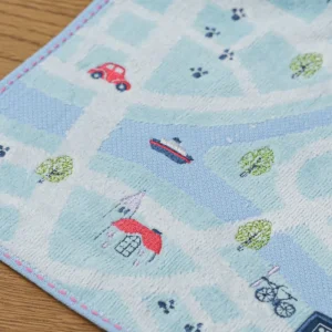 New Mini Serviette Plan de la ville 25x25 cm - Kiki la petite sorcière Linge De Maison