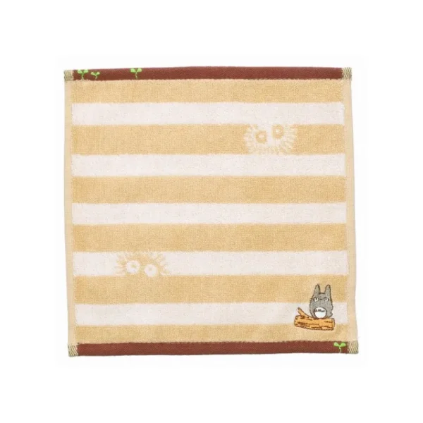 Shop Mini Serviette Totoro Rayures Beige 25x25cm - Mon voisin Totoro Linge De Maison