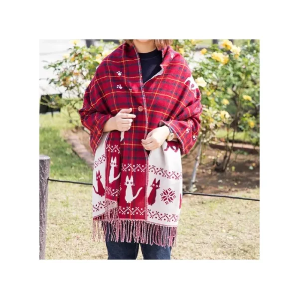 New Étole avec accroche Jiji motifs à carreaux - Kiki la petite sorcière Textile