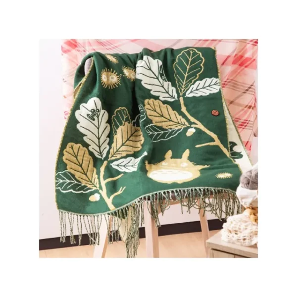Clearance Étole vert foncé Feuilles de chêne - Mon Voisin Totoro Textile