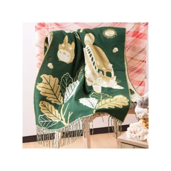 Clearance Étole vert foncé Feuilles de chêne - Mon Voisin Totoro Textile