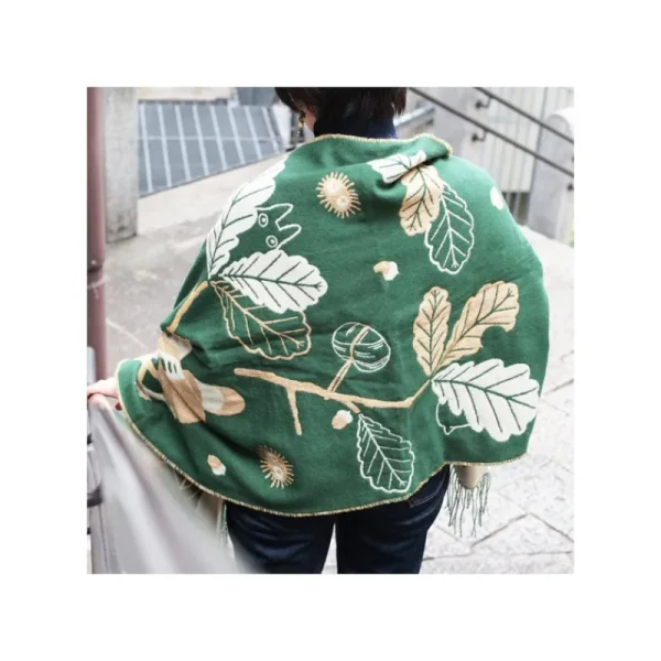 Clearance Étole vert foncé Feuilles de chêne - Mon Voisin Totoro Textile