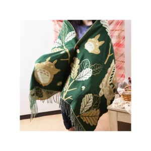 Clearance Étole vert foncé Feuilles de chêne - Mon Voisin Totoro Textile