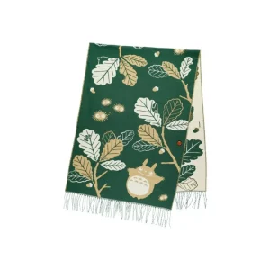 Clearance Étole vert foncé Feuilles de chêne - Mon Voisin Totoro Textile