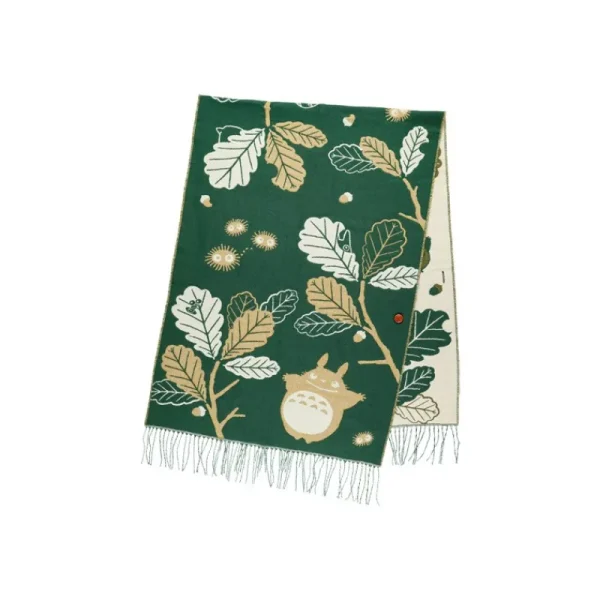 Clearance Étole vert foncé Feuilles de chêne - Mon Voisin Totoro Textile
