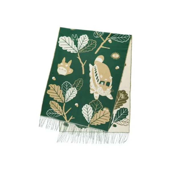 Clearance Étole vert foncé Feuilles de chêne - Mon Voisin Totoro Textile