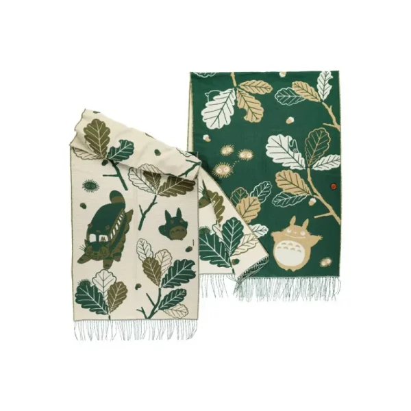 Clearance Étole vert foncé Feuilles de chêne - Mon Voisin Totoro Textile