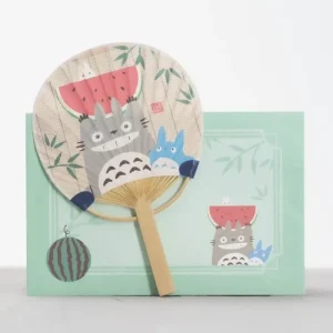 Best Sale Éventail Bambou & Enveloppe Totoro avec Pastèque - Mon Voisin Totoro Accessoires