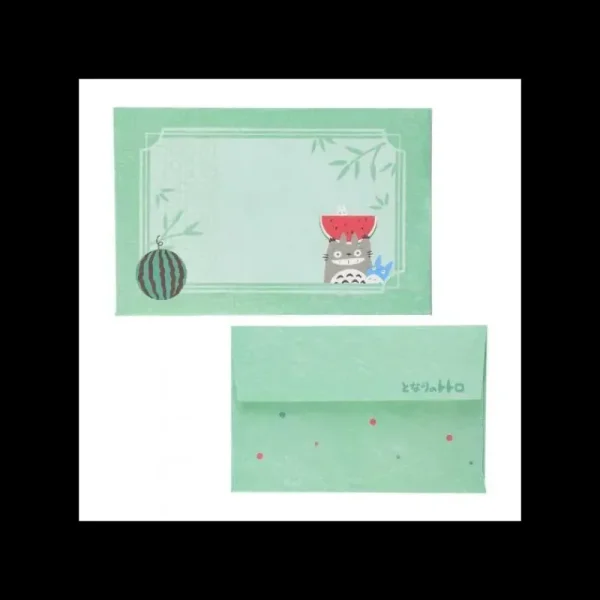 Best Sale Éventail Bambou & Enveloppe Totoro avec Pastèque - Mon Voisin Totoro Accessoires