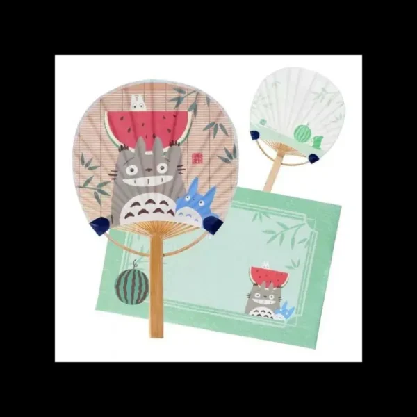 Best Sale Éventail Bambou & Enveloppe Totoro avec Pastèque - Mon Voisin Totoro Accessoires